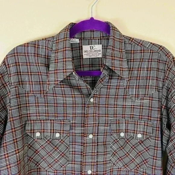 Vintage Dee Cee Western Plaid Sawtooth Shirt Pearl Snap Long Sleeve 15-32 - Picture 2 of 14